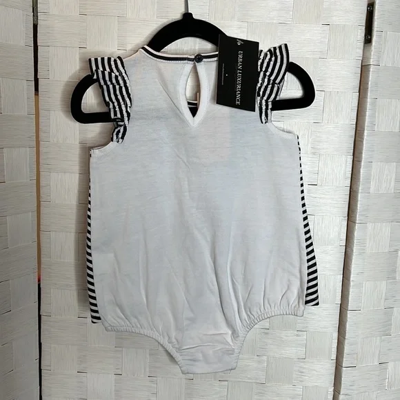 FIRST Impressions Black and White Stripe Sunsuit - Picture 3 of 3